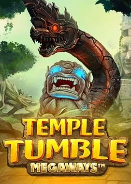 Tempio in rovina con tumble cascades e megaways dinamici.